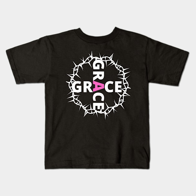 Grace With Thorn Crown Christian Design Kids T-Shirt by kissedbygrace